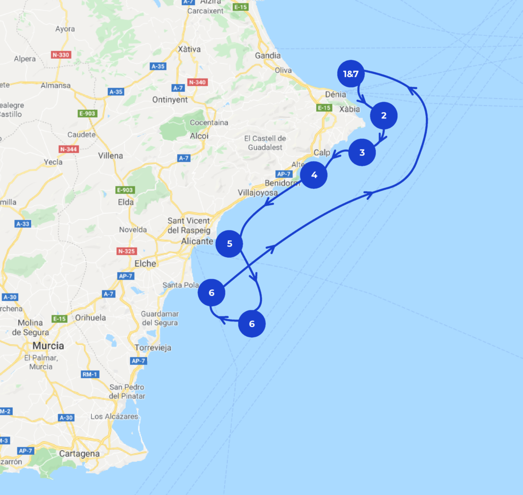 Mapa de navegación en la Provincia de Alicante 