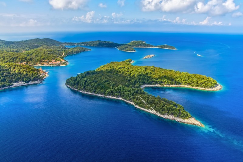 Vista aérea del Parque Nacional de Mljet